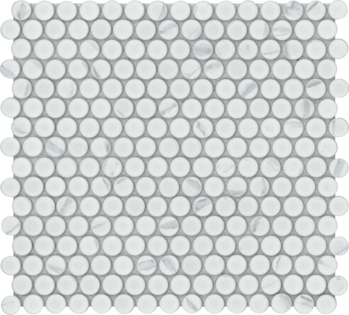 Emser Elegan 11" x 12" Penny Round Mosaic Matte Calacata