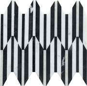 Emser Bizou 10"x12" Peak Mosaic 0.57"X5" Polished White/black