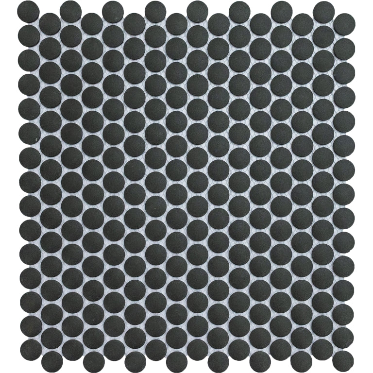Emser Source 1" x 1" Penny Mosaic 11" x 12" Matte Black 