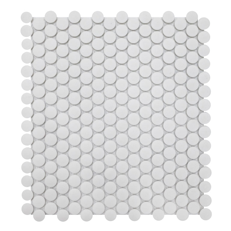 Emser Source 1" x 1" Penny Mosaic 11" x 12" Matte Pure White