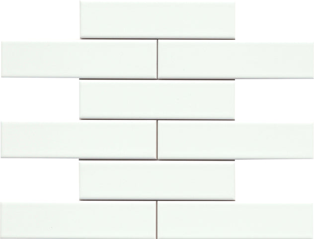 Emser Cognito 12" x 12" Off-set Mosaic 2" x 8" Polished Ice