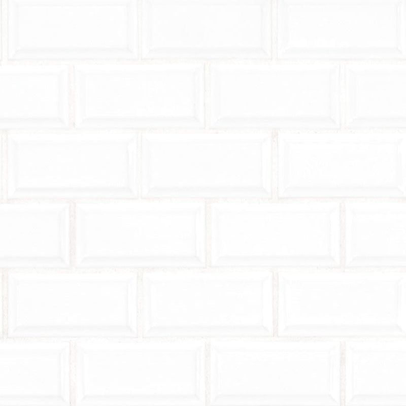 MS International Domino 12" x 12" Beveled Glossy 2" x 4" White