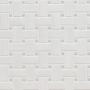 MS International Domino 12" x 12" Basketweave White And Gray