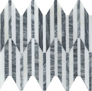 Emser Bizou 10"x12" Peak Mosaic 0.57"X5" Polished White/Gray